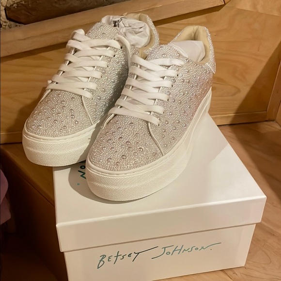 Betsey Johnson Shoes - Betsey Johnson White Sneakers with Sparkly Upper